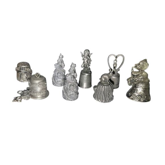 8 Assorted Job Lot - Pewter Sewing Thimble Style Vintage Collectibles T-2 - Picture 1 of 16